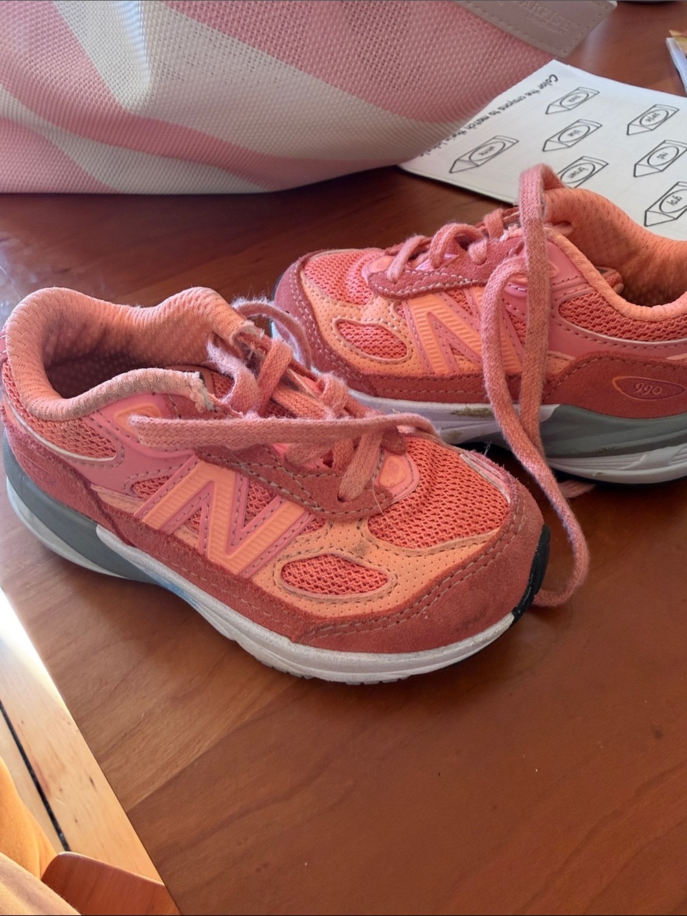 New Balance Kids Coral Pink Lace-Up Sneakers